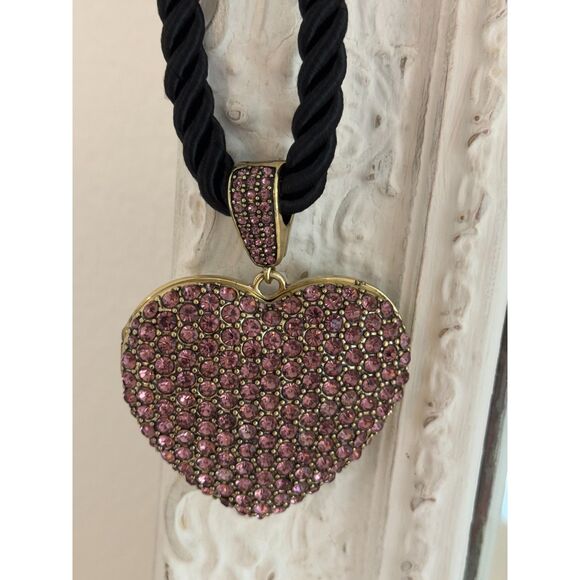 Heidi Daus Love, Heidi Style Chain Crystal Heart Enhancer Pendant Necklace - Picture 1 of 8